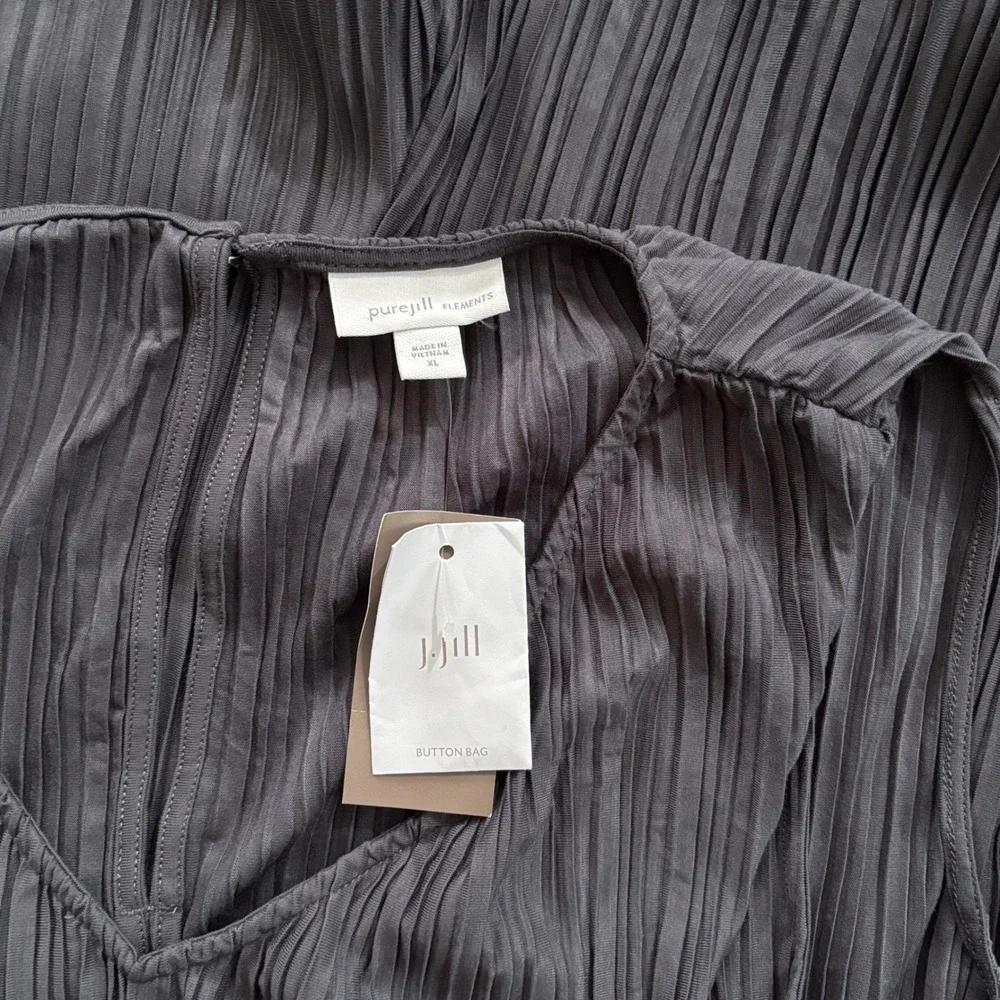 J. Jill Pure Jill Women's XL Pleated Jumpsuit NEW Wide Leg Black Pearl Lagenlook - Picture 4 of 9